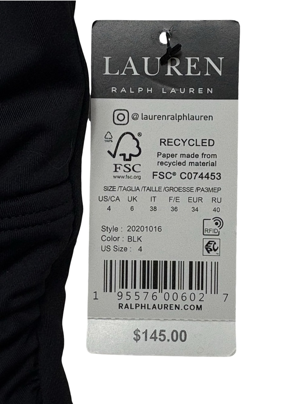 NWT Lauren Ralph Lauren Black Ring Front One Piece Swimsuit Size 4 - Picture 15 of 15